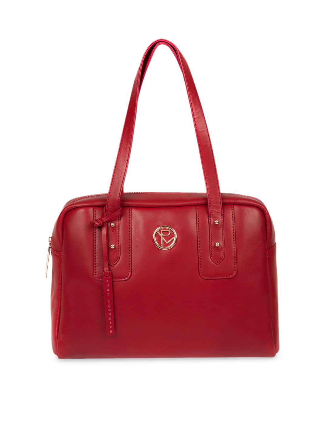 

PURE LUXURIES LONDON Red Solid Genuine Leather Madox Handheld Bag
