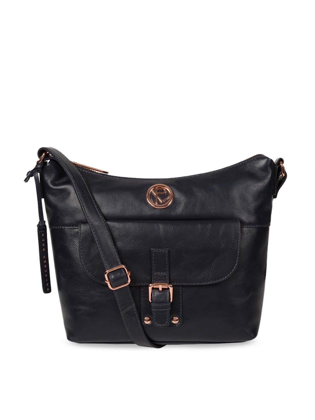 

PURE LUXURIES LONDON Navy Blue Solid Sling Bag