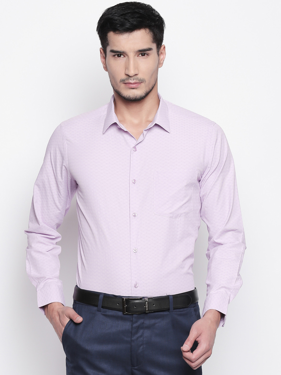 

RICHARD PARKER by Pantaloons Men Lavender Slim Fit Self Design Formal Shirt