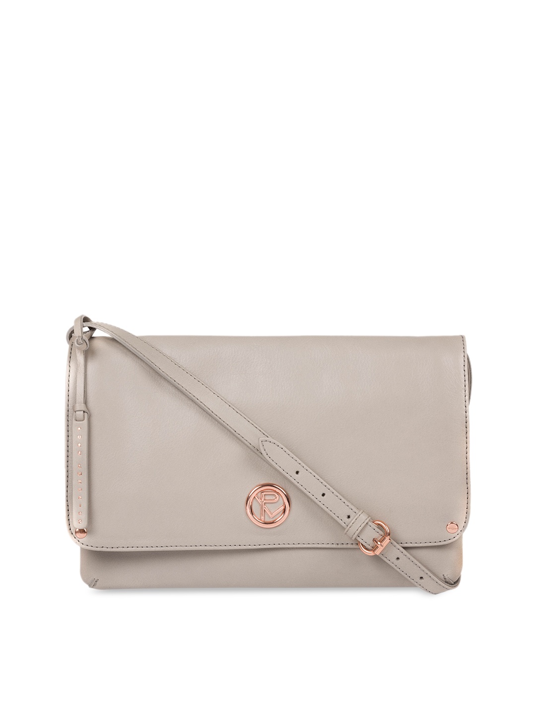 

PURE LUXURIES LONDON Women Grey Solid Genuine Leather Handcrafted Ermes Sling Bag