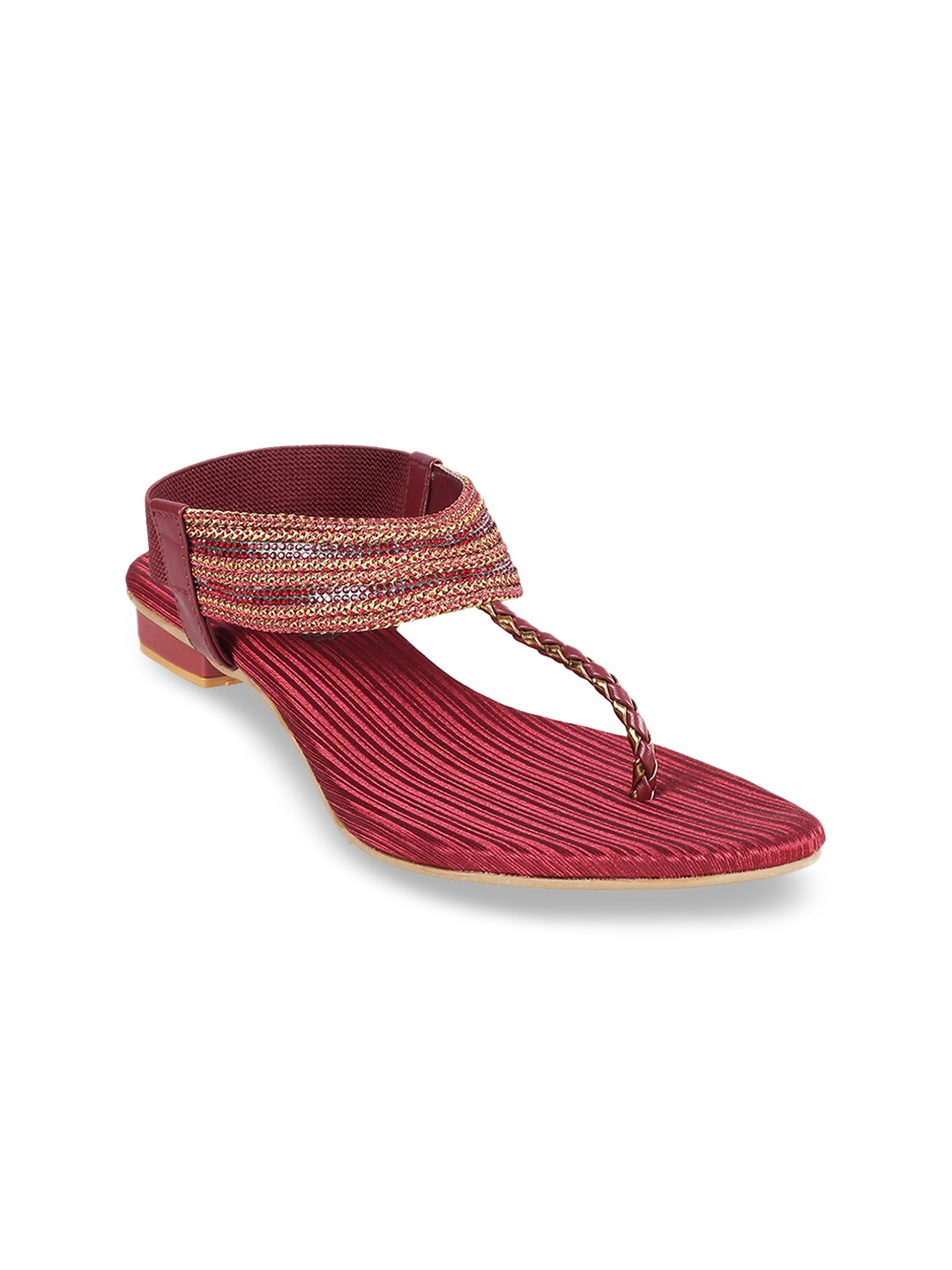 

Mochi Women Maroon Solid Sandals