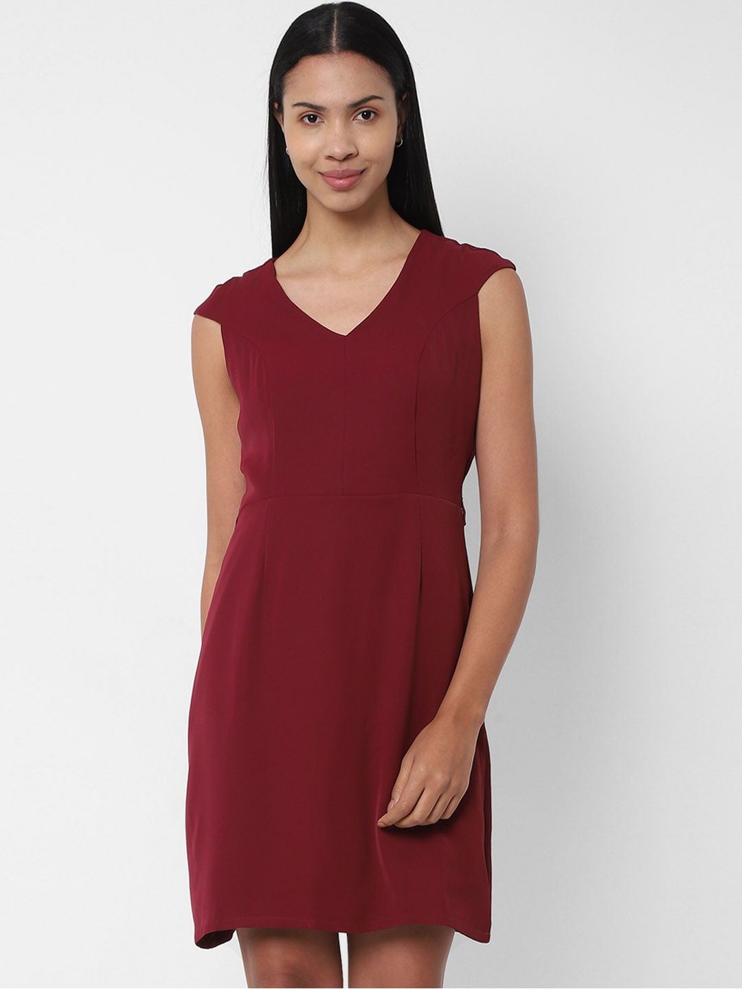 

Allen Solly Woman Women Maroon Solid Sheath Dress