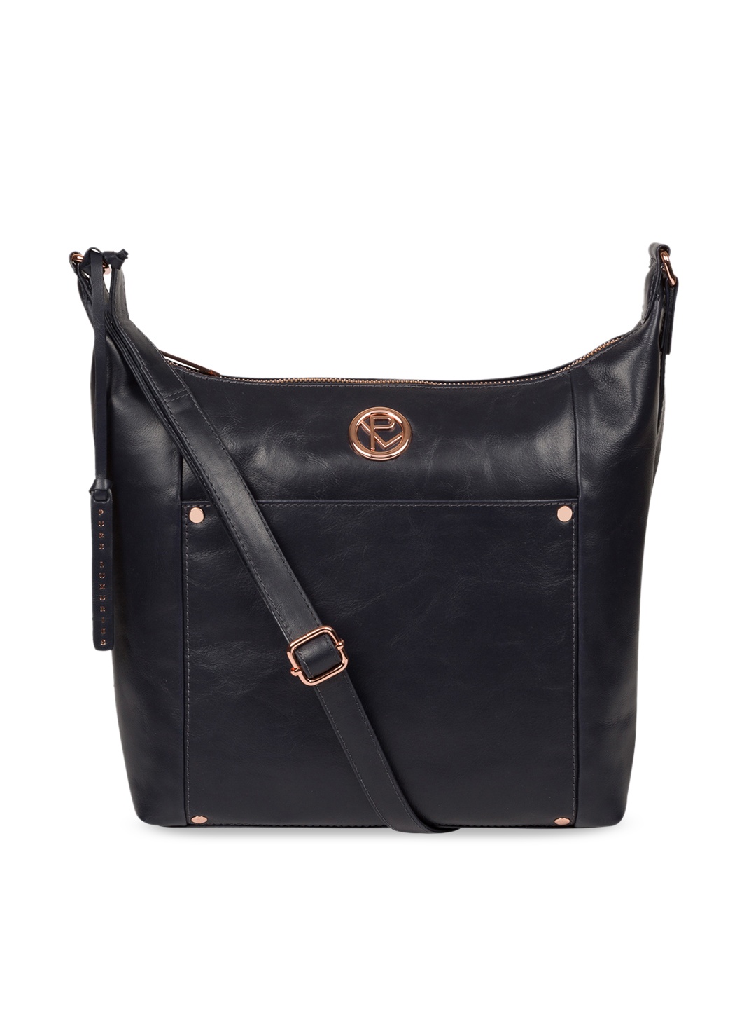

PURE LUXURIES LONDON Navy Blue Solid Sling Bag