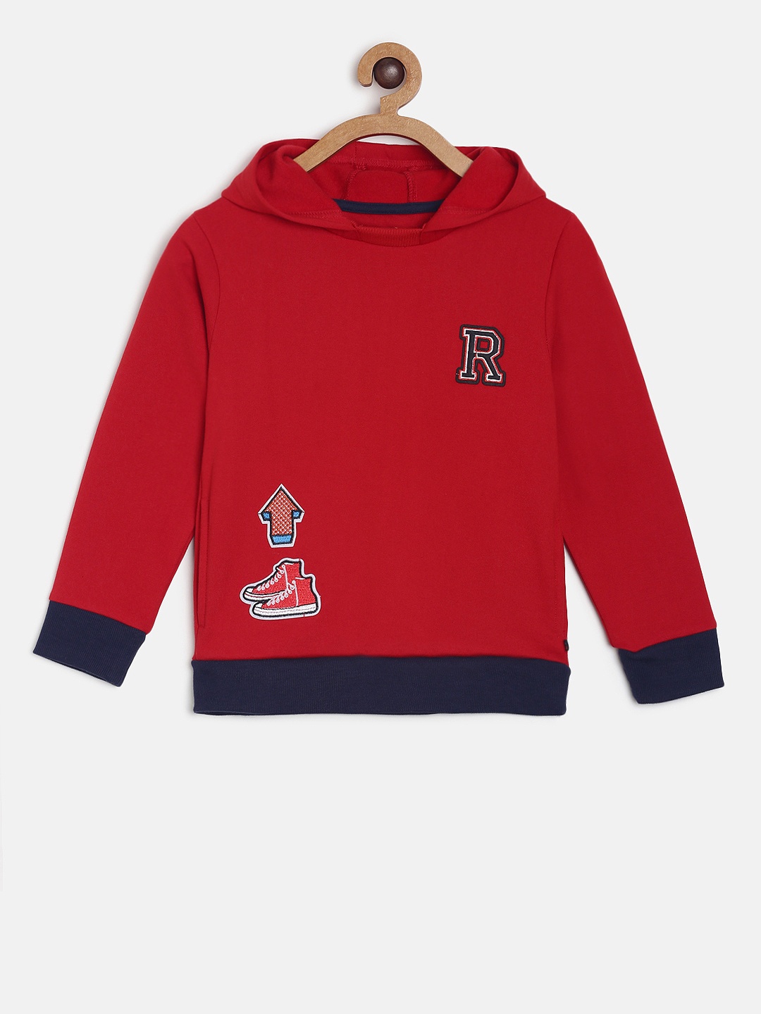 

TALES & STORIES Boys Red Solid Hooded Sweatshirt