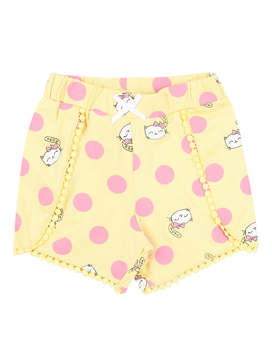 

Pantaloons Baby Girls Yellow Printed Regular Fit Regular Shorts