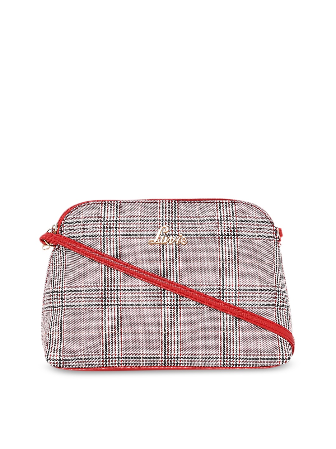 

Lavie Red & White Checked Sling Bag
