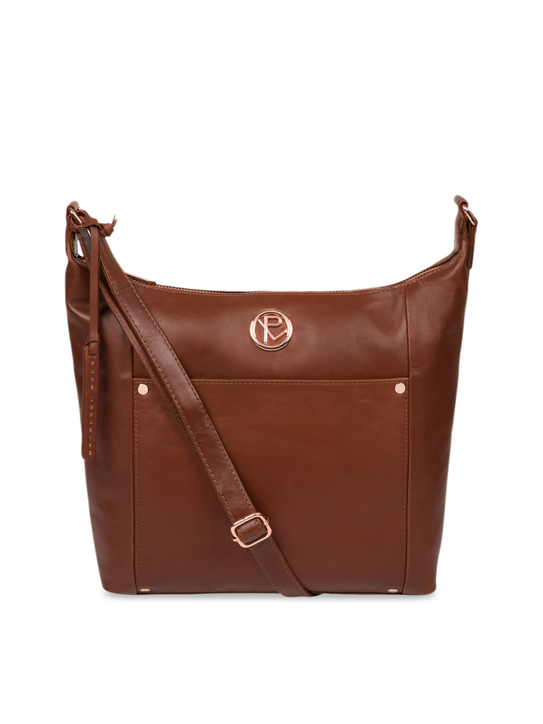 

PURE LUXURIES LONDON Brown Solid Genuine Leather Miro Sling Bag