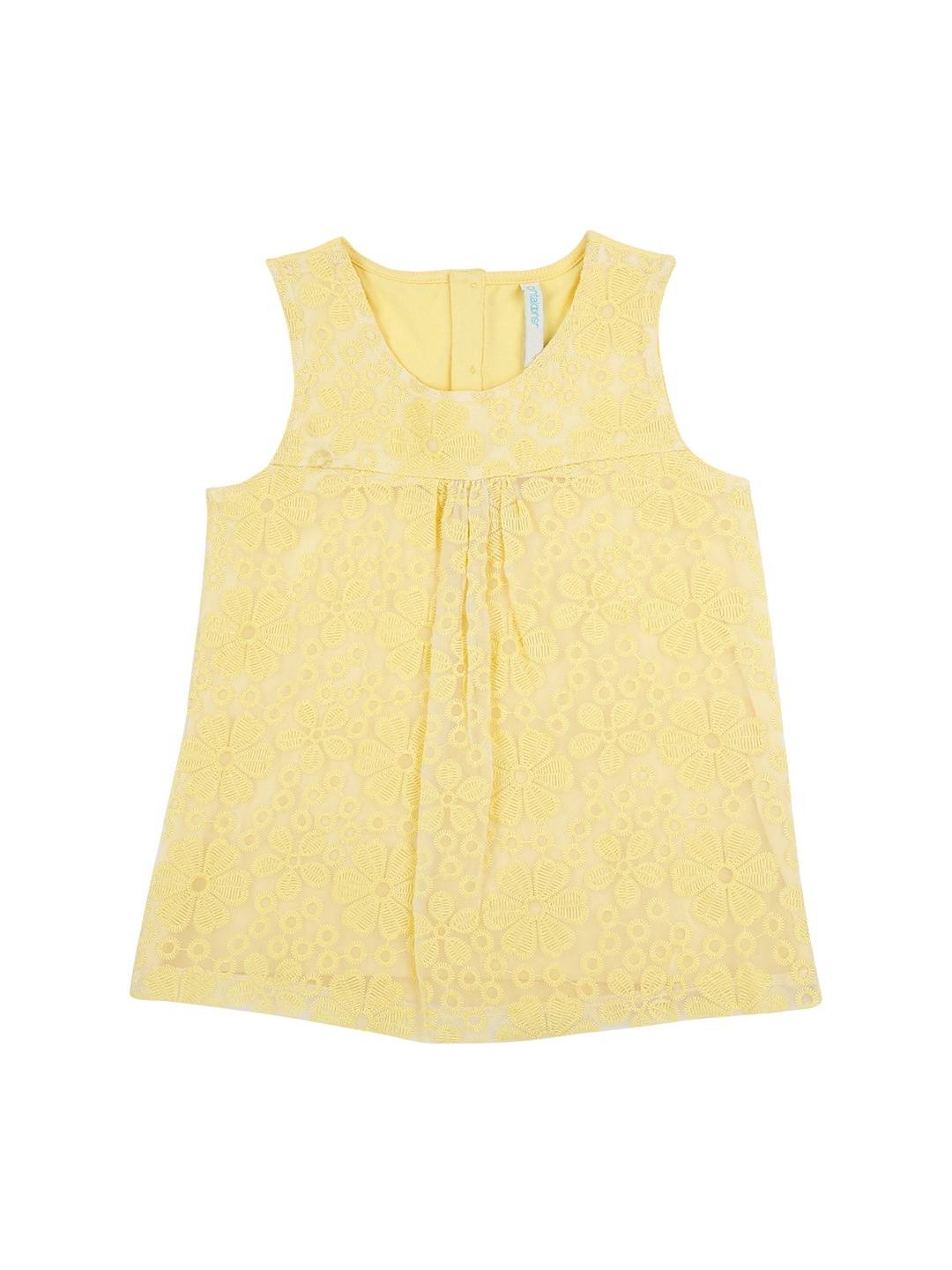 

Pantaloons Junior Girls Yellow Self Design A-Line Top