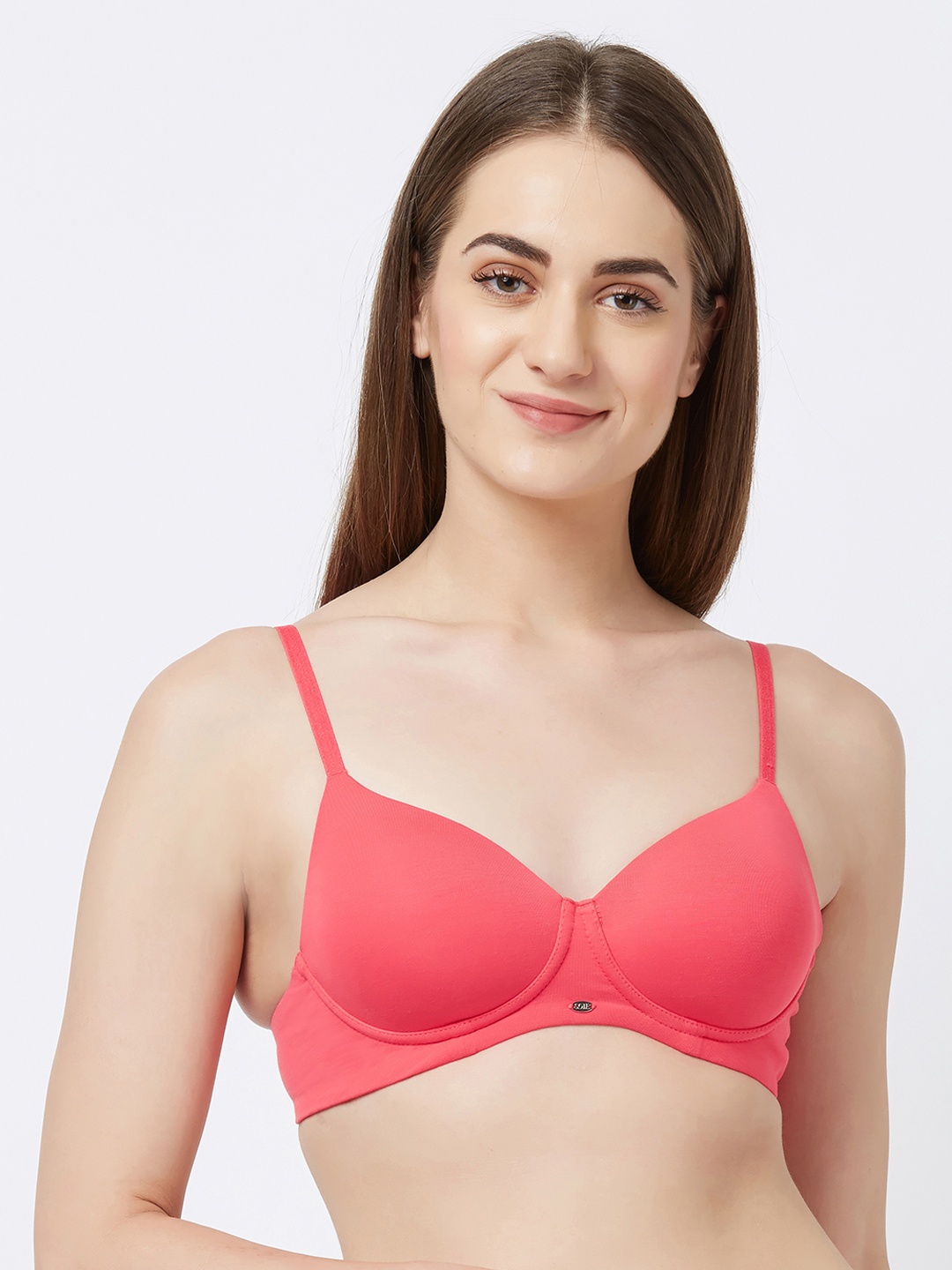 Soie Pink Solid Non-Wired Lightly Padded T-shirt Bra CB-123