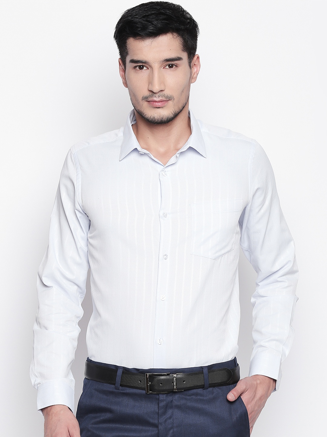 

RICHARD PARKER by Pantaloons Men Blue Slim Fit Self Design Formal Shirt