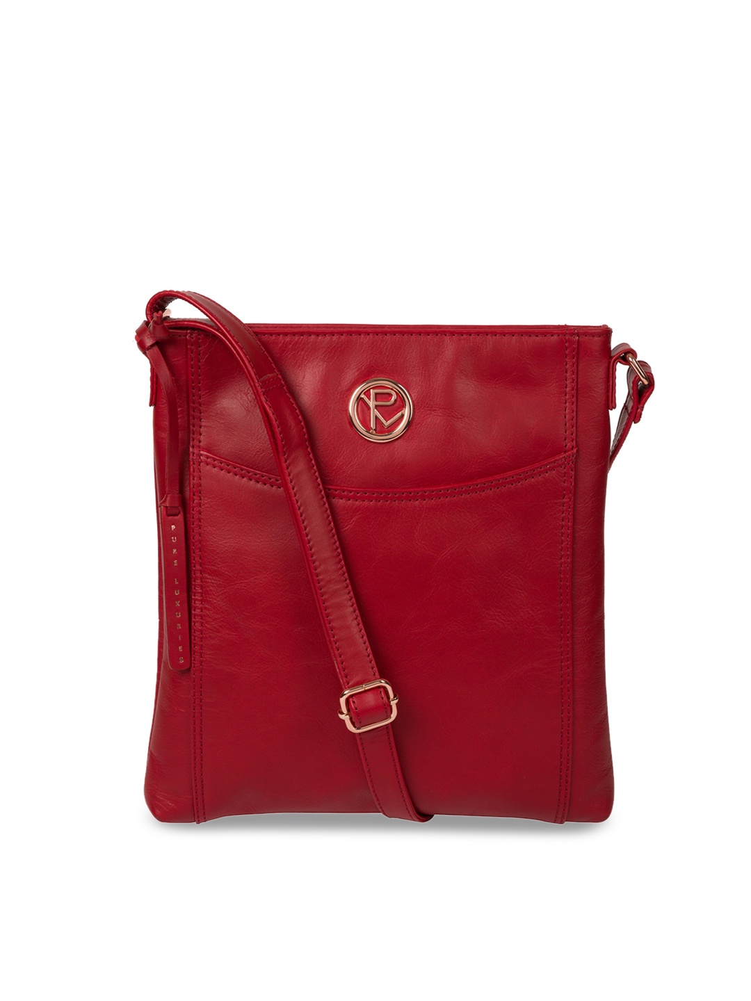 

PURE LUXURIES LONDON Red Leather Solid Sling Bag