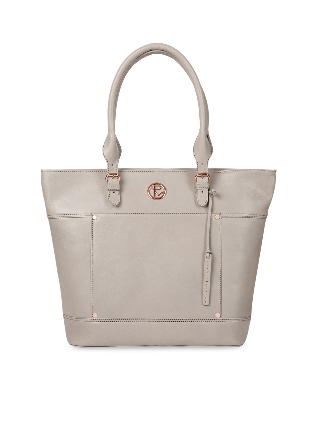 

PURE LUXURIES LONDON Women Grey Solid Genuine Leather Handcrafted Monet Shoulder Bag