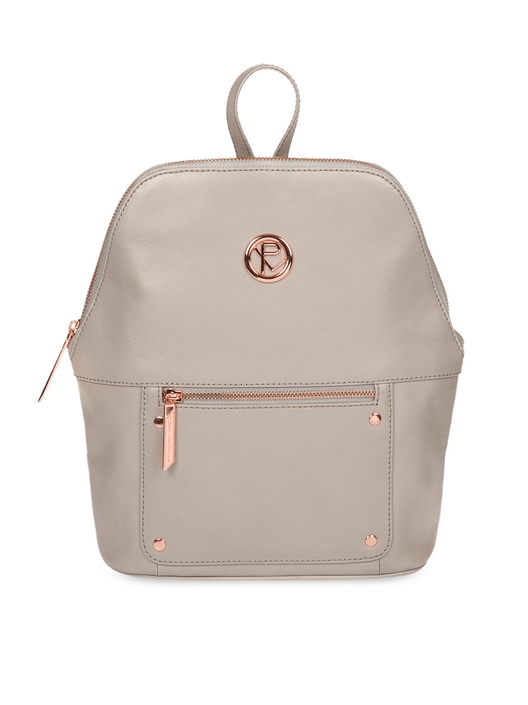 

PURE LUXURIES LONDON Women Grey Rubens Handcrafted Genuine Leather Solid Backpack