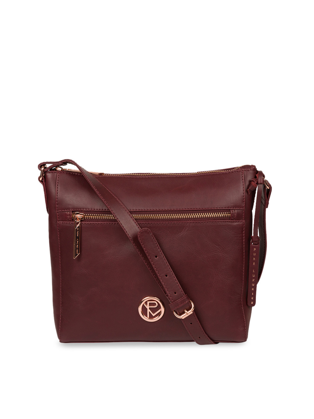 

PURE LUXURIES LONDON Women Burgundy Solid Genuine Leather Byrne Sling Bag