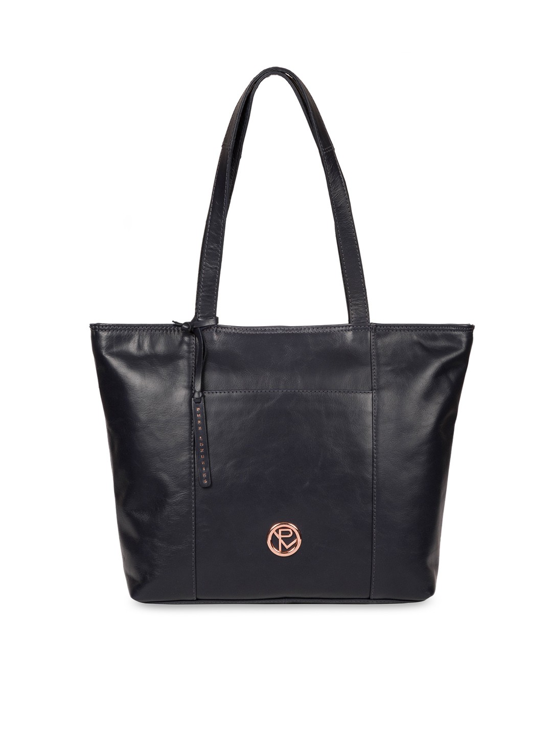 

PURE LUXURIES LONDON Navy Blue Solid Leather Shoulder Bag