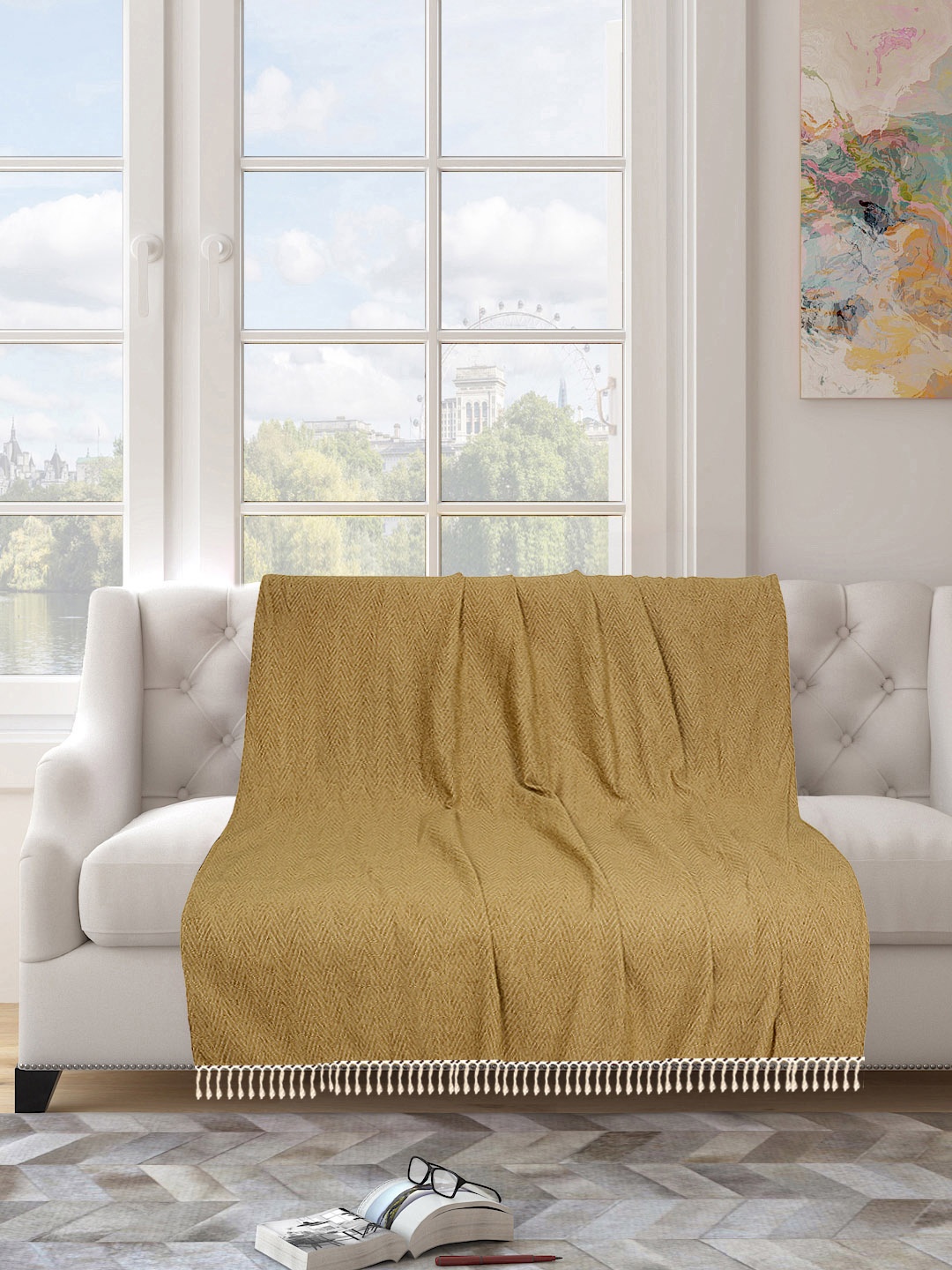 

Saral Home Gold-Toned Solid Chenille Sofa Throw