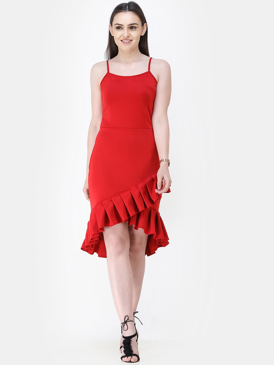 

Cation Women Red Solid Sheath Dress