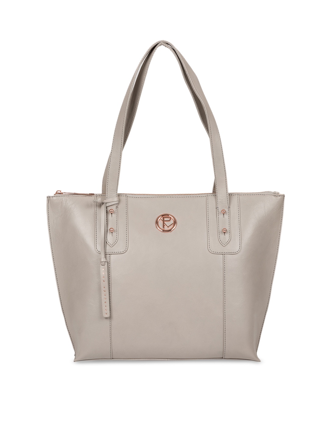 

PURE LUXURIES LONDON Women Grey Solid Genuine Leather Handcrafted Goya Tote Bag
