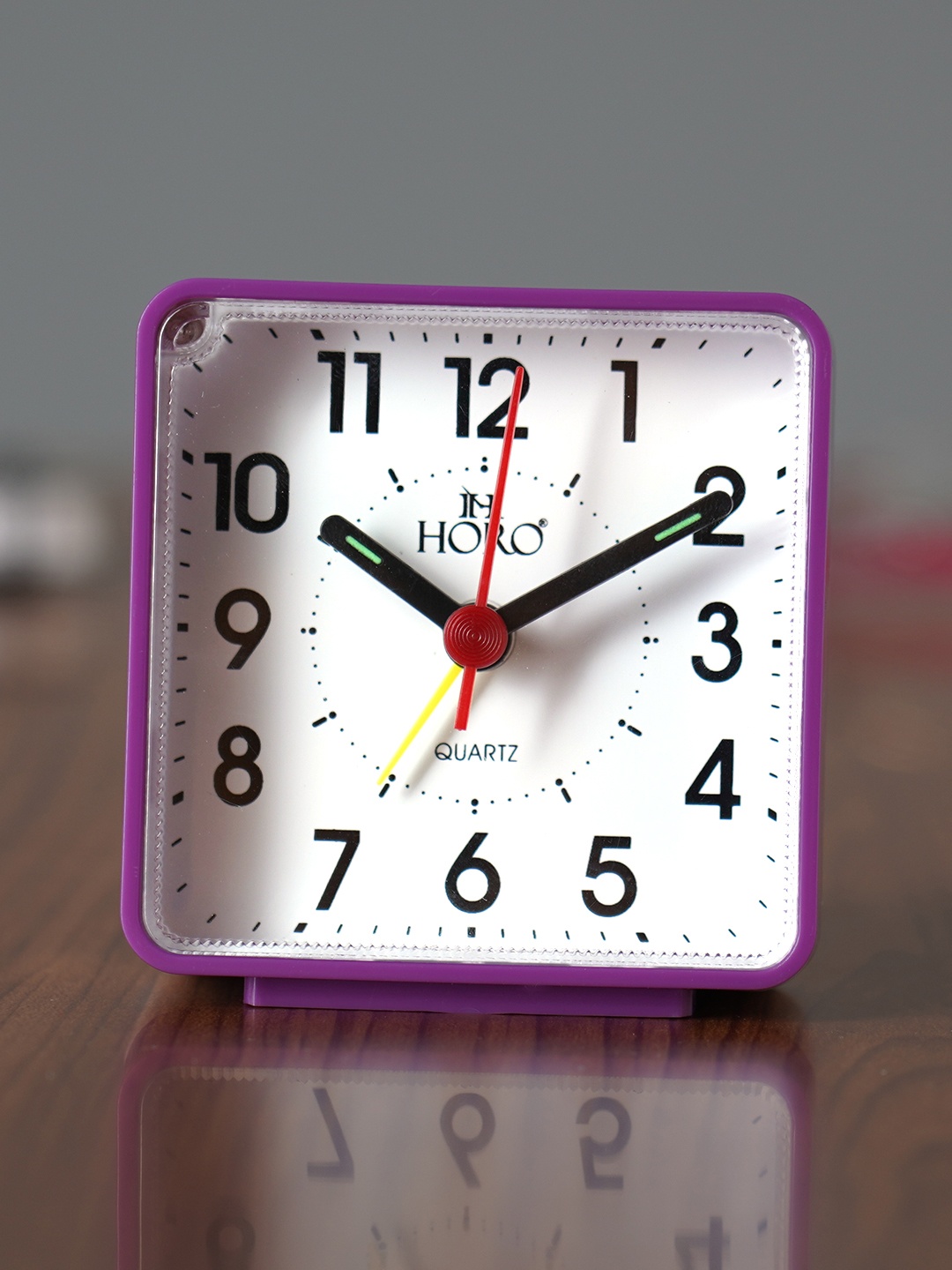 Horo White Handcrafted Geometric Solid Analogue Alarm Table Clock