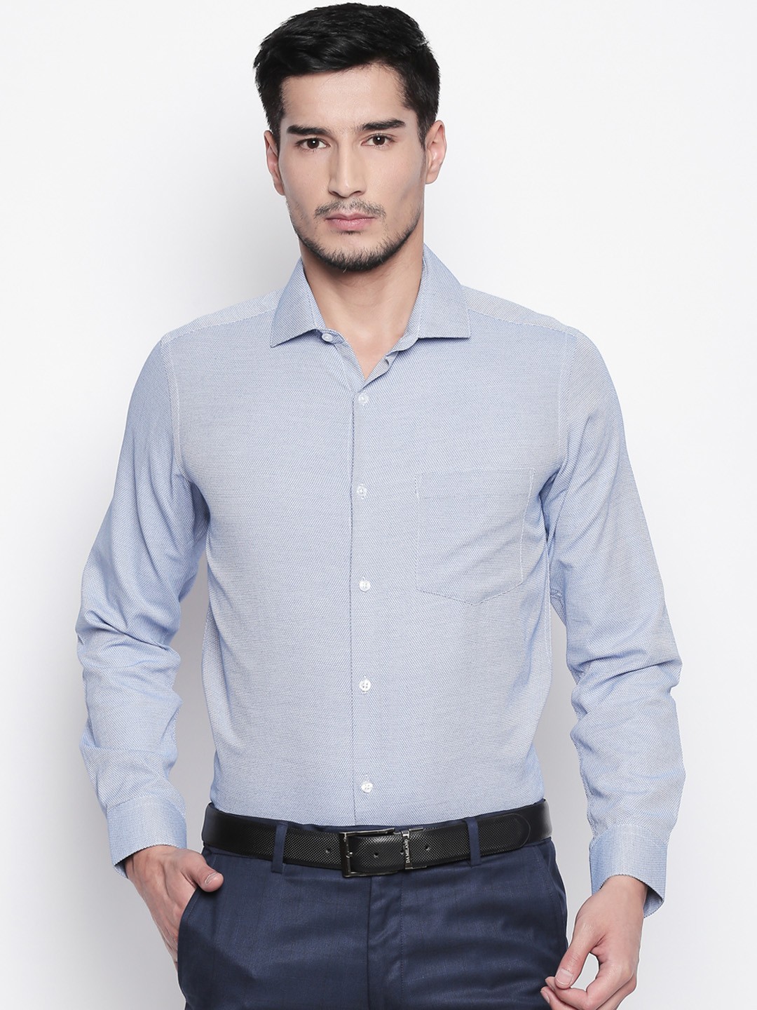 

RICHARD PARKER by Pantaloons Men Blue Slim Fit Solid Formal Shirt