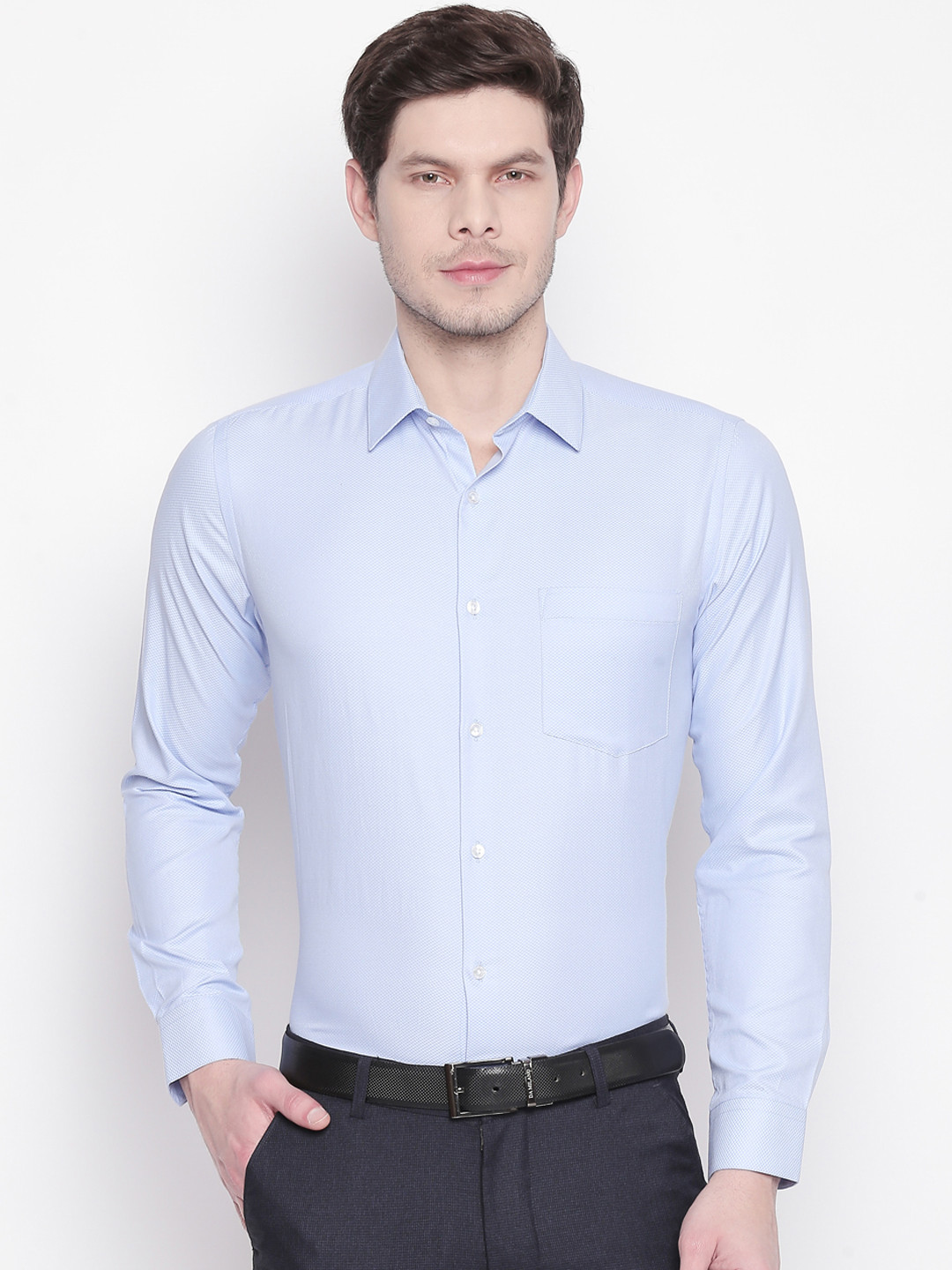 

RICHARD PARKER by Pantaloons Men Blue Slim Fit Self Design Formal Shirt