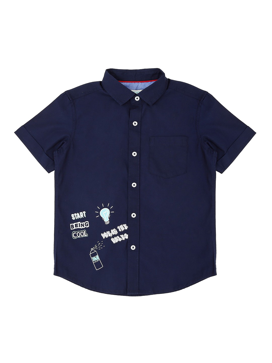 

Pantaloons Junior Boys Navy Blue & White Regular Fit Printed Casual Shirt