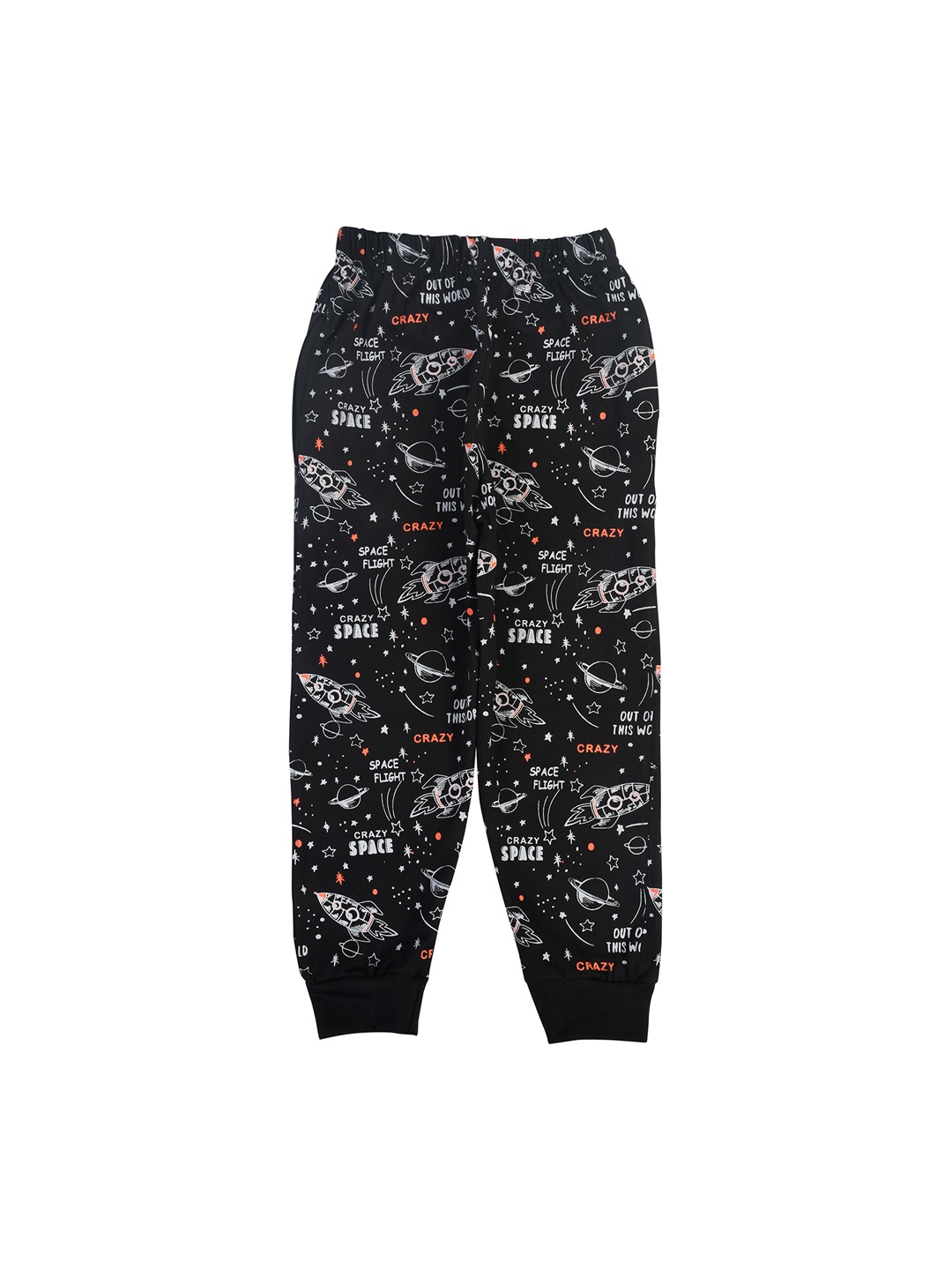 

CRAZYPENGUIN Boys Black & White Conversational Printed Pure Cotton Joggers