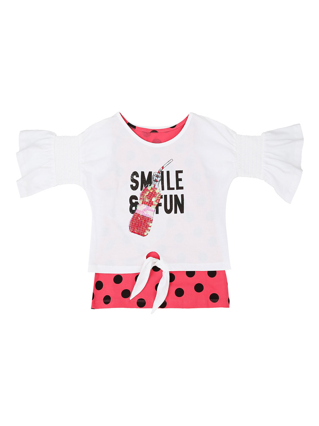 

Pantaloons Junior Girls White Printed Pure Cotton Top