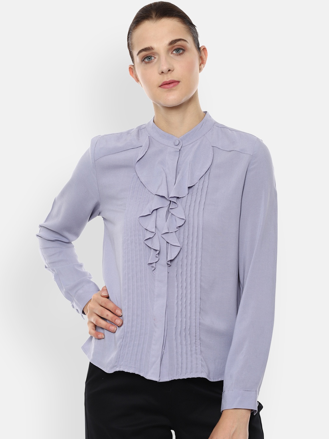 

Van Heusen Woman Women Purple Solid Shirt Style Top