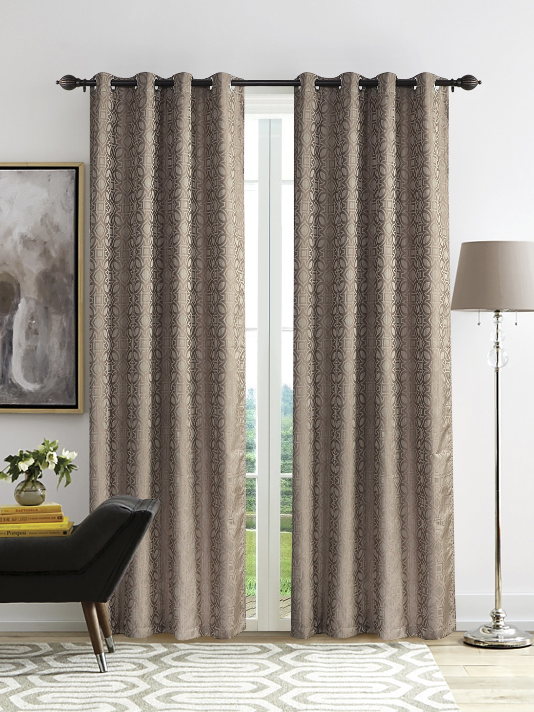 

Deco Window Coffee Brown Set of 2 Printed Curtain Curtains