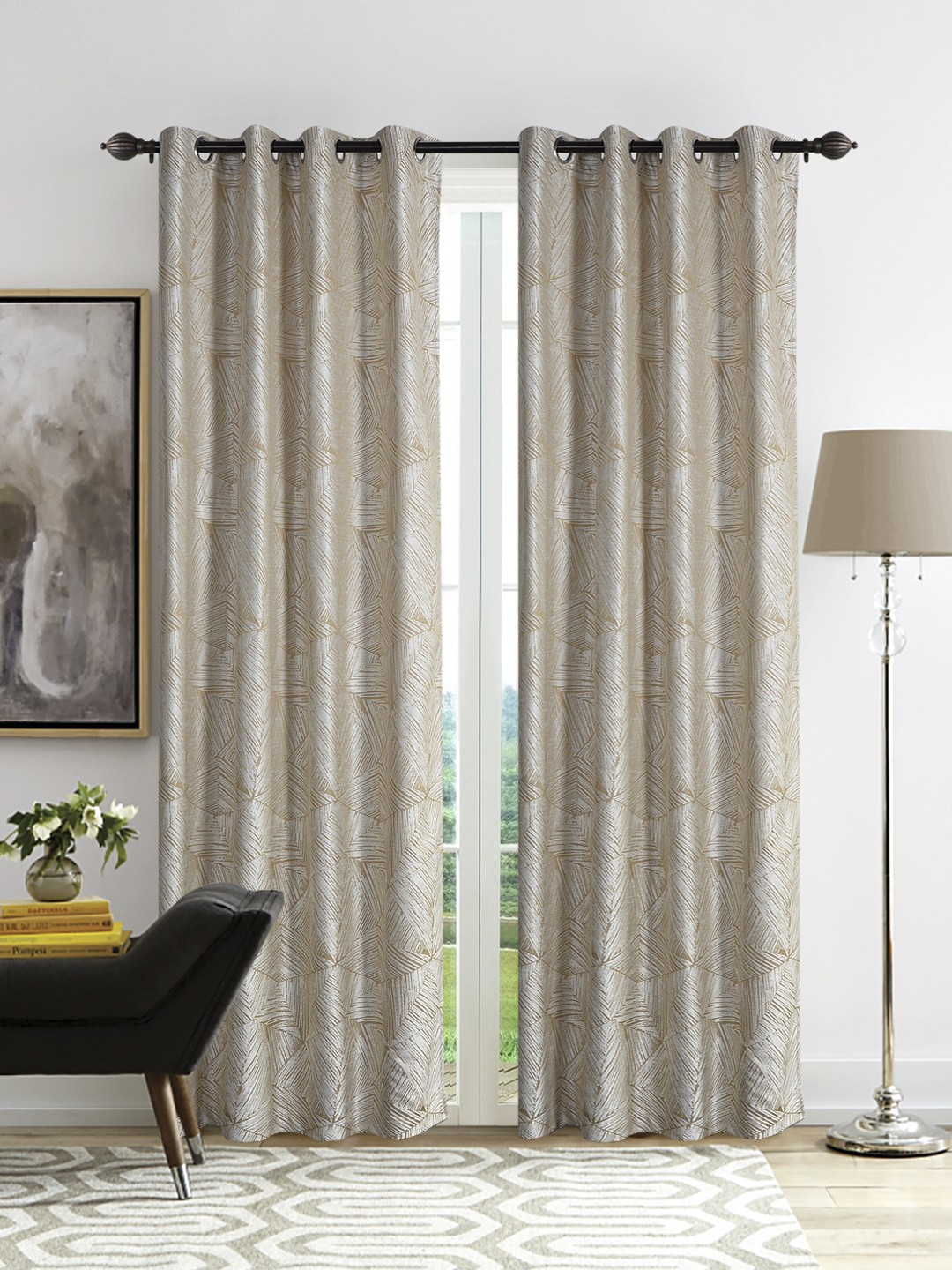 

Deco Window White & Beige Set of 2 Curtain Curtains
