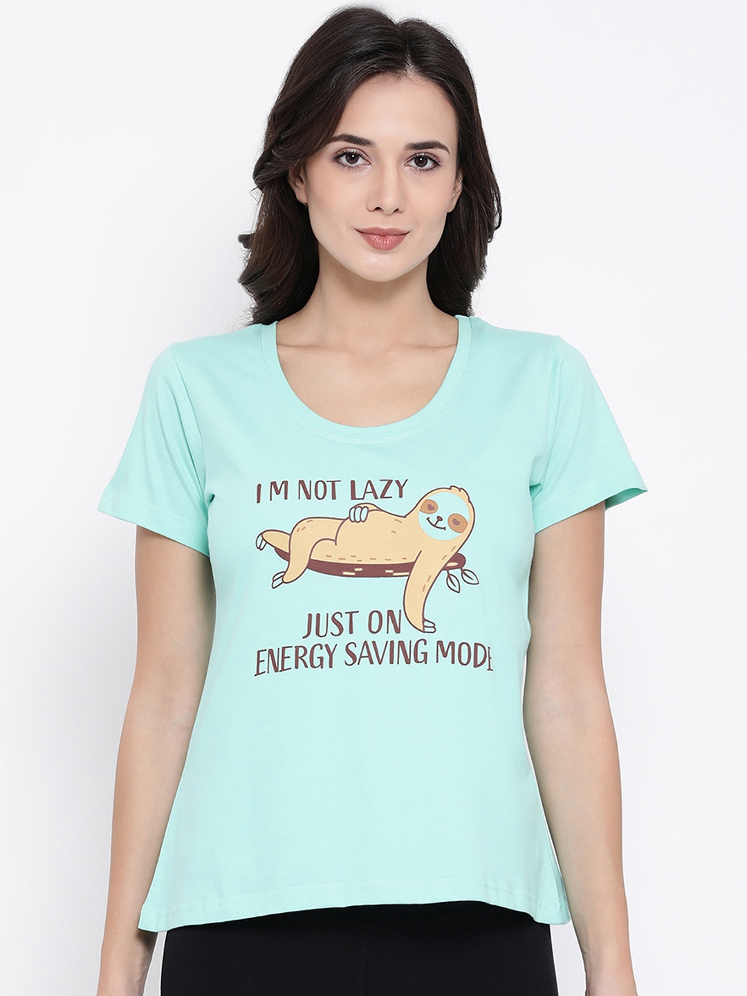 

Clovia Women Green Graphic Printed Lounge T-shirt