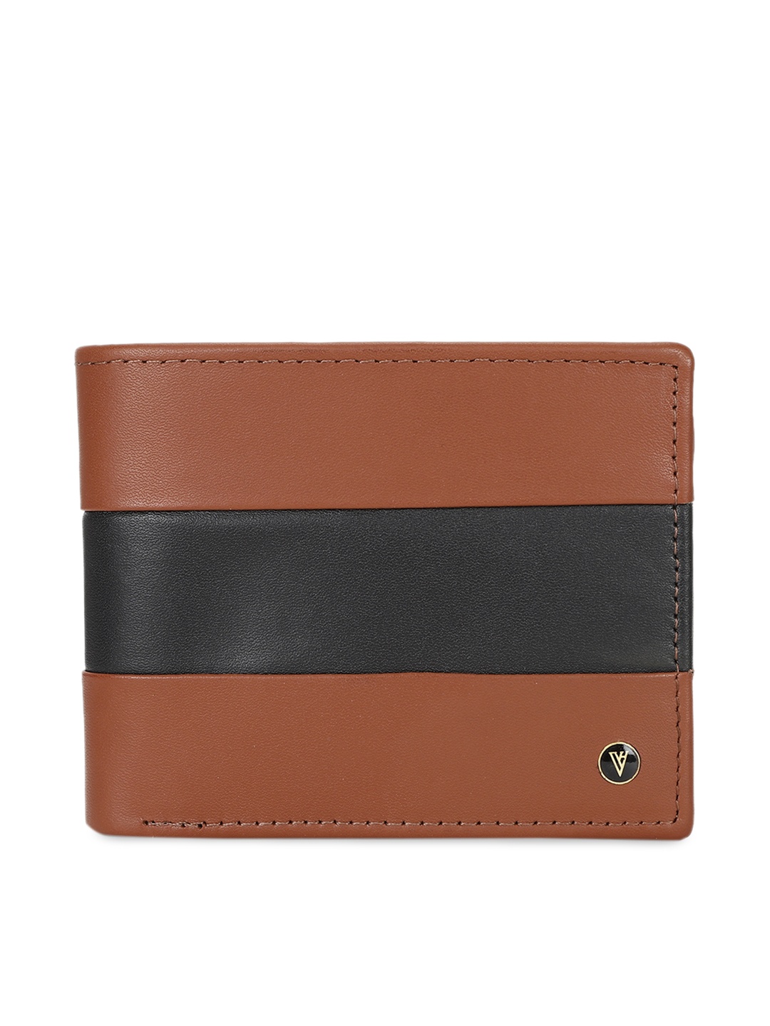 

Van Heusen Men Brown & Black Colourblocked Two Fold Wallet