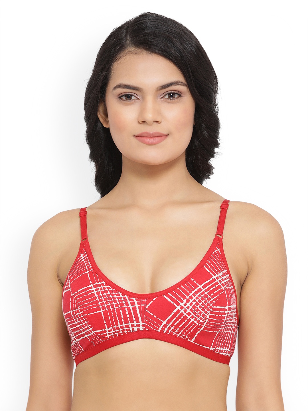 

Clovia Red & White Printed Non-Wired Non Padded Everyday Bra BR1678P043