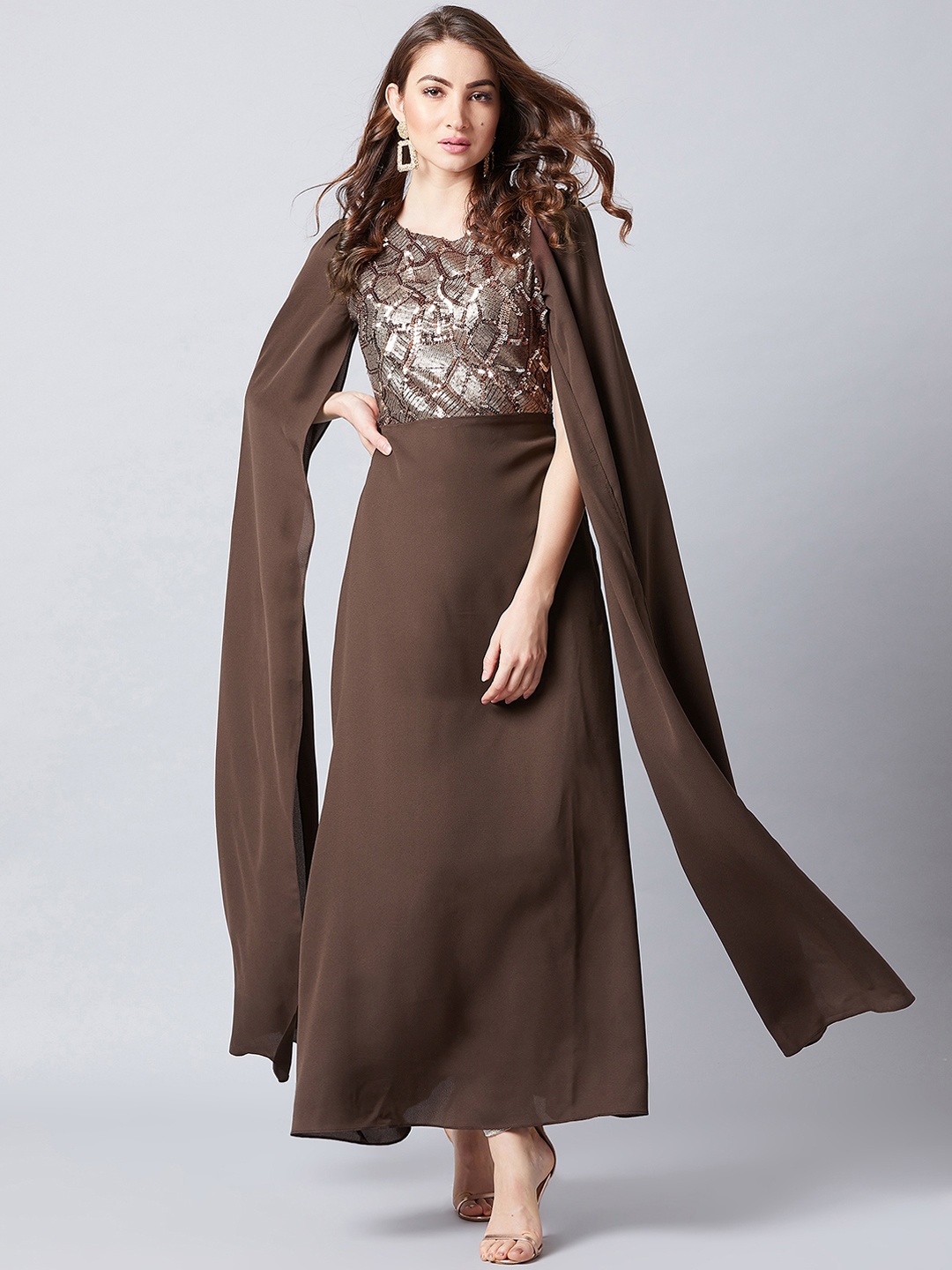 

Athena Women Brown Embellished Maxi Dress