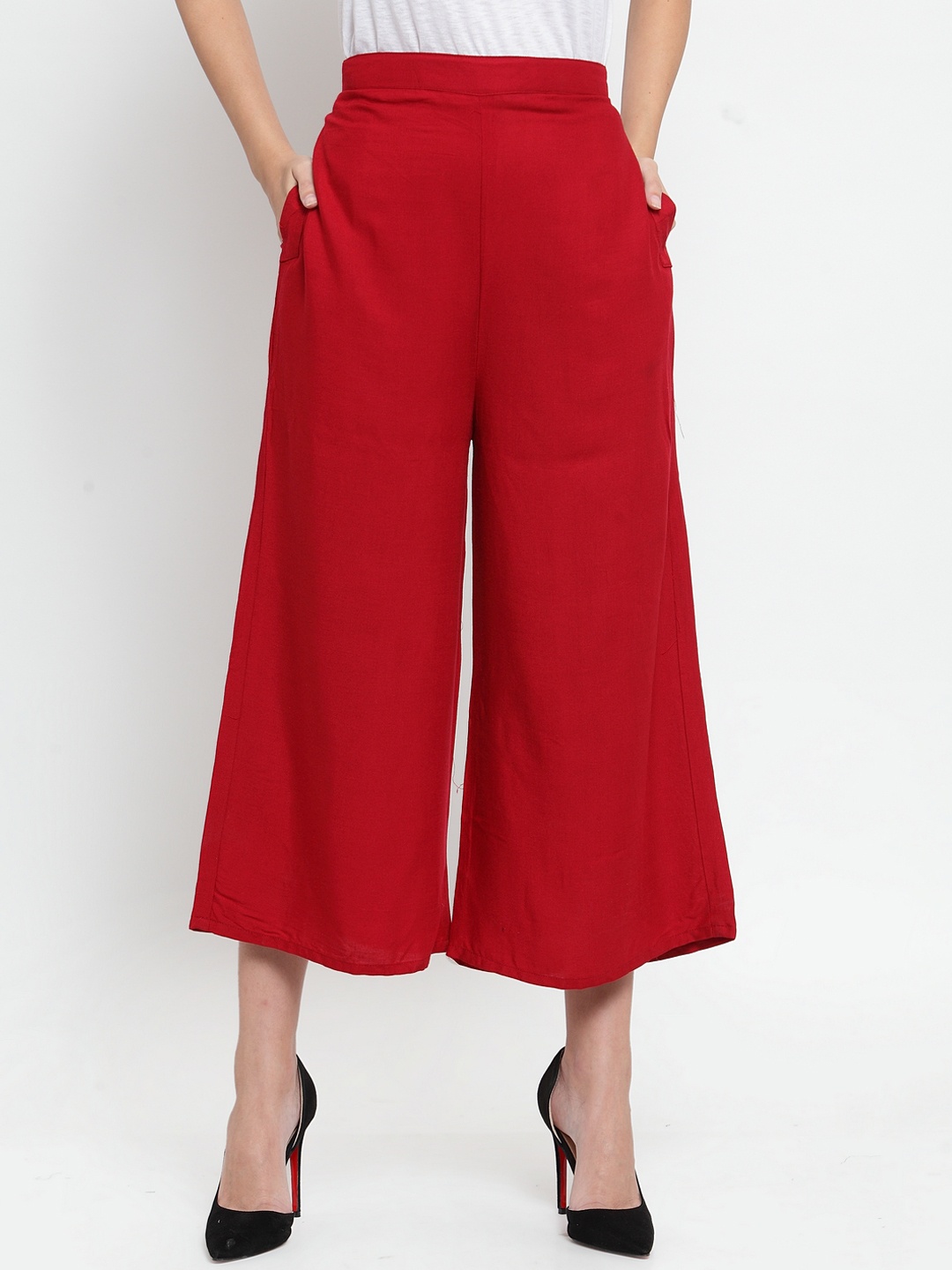 

Clora Creation Women Maroon Flared Solid Culottes