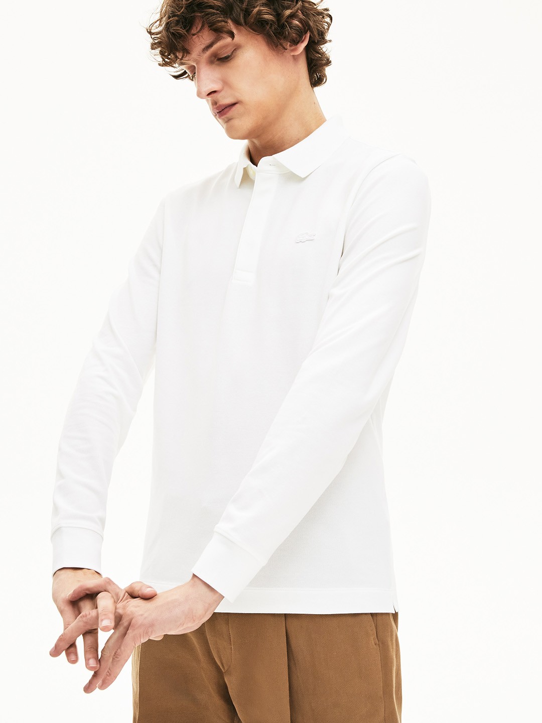 

Lacoste Men White Solid Polo Collar T-shirt