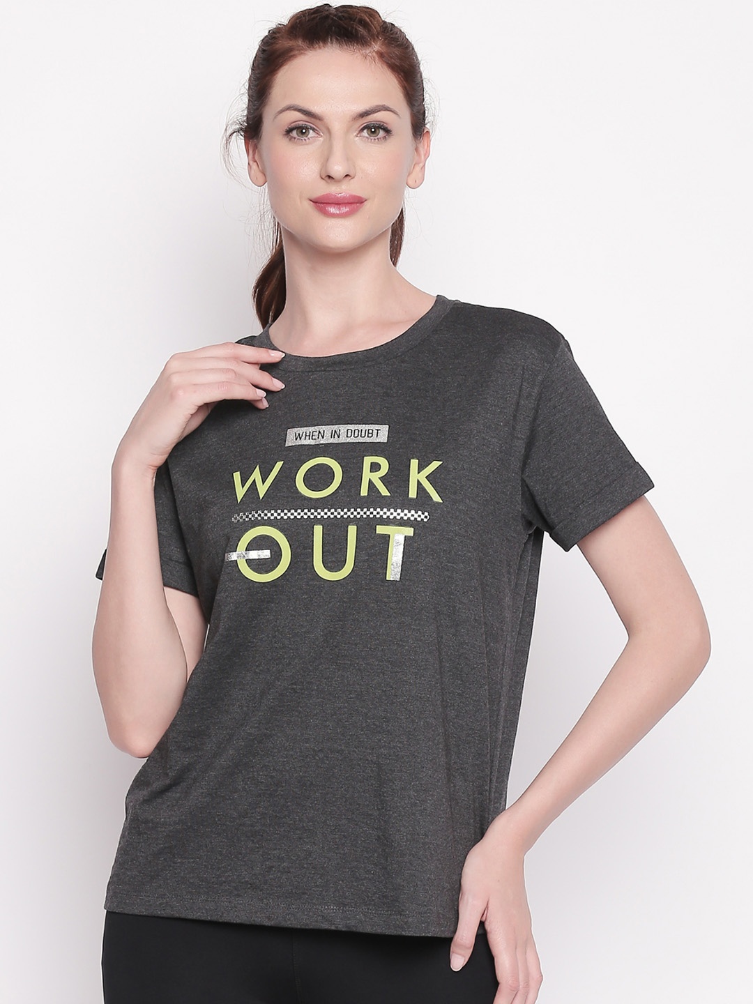 

Ajile by Pantaloons Women Grey Printed Round Neck T-shirt