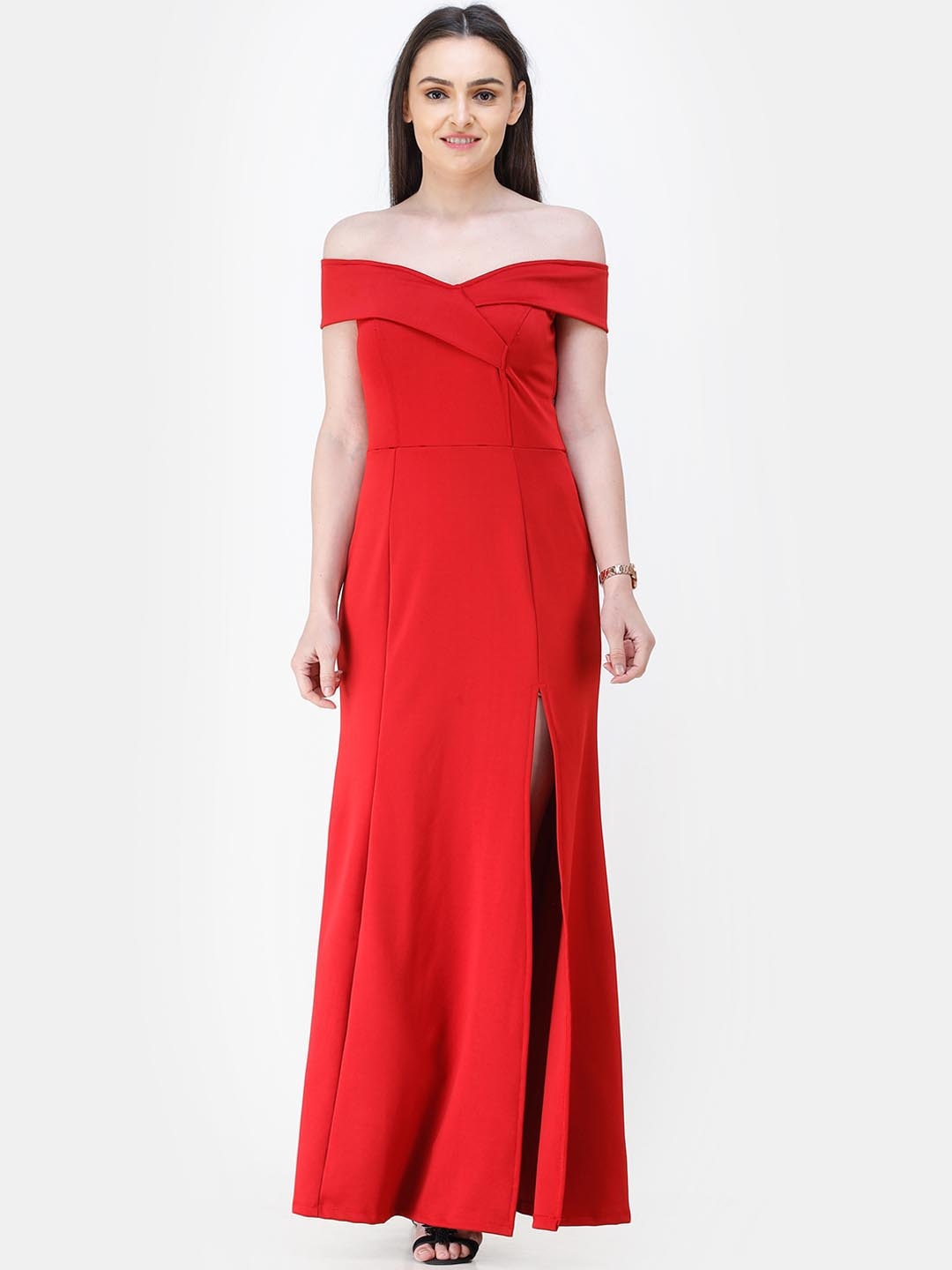 

Cation Women Red Solid Maxi Dress