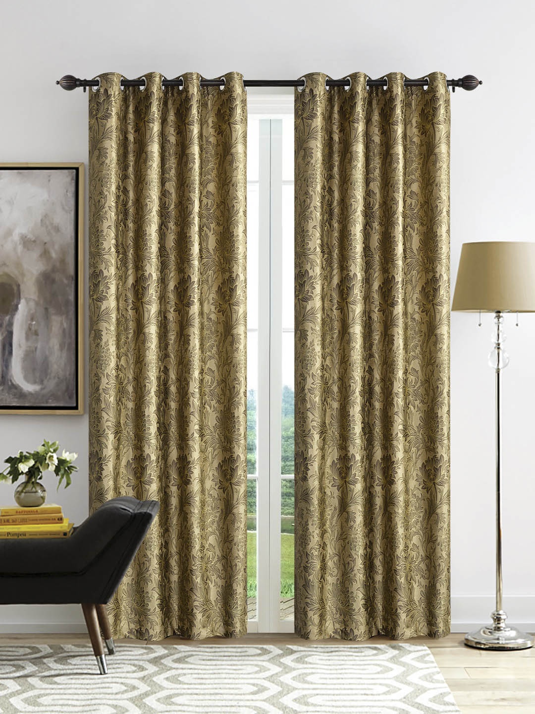 

Deco Window Set of 2 Brown Printed Door Curtains