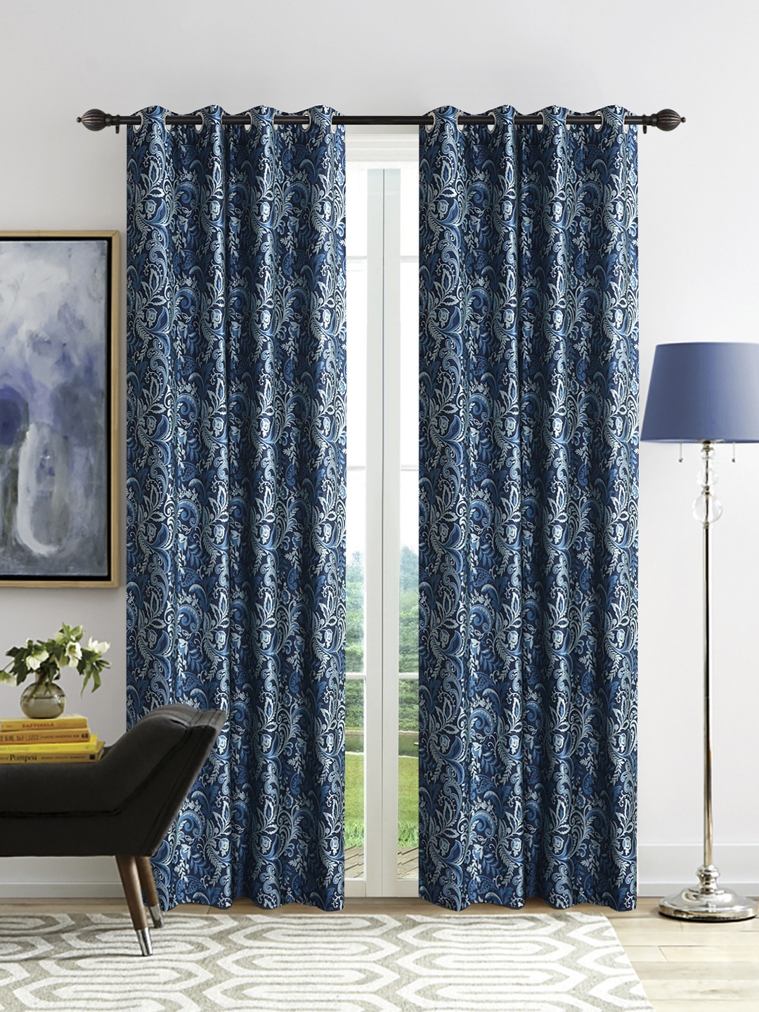 

Deco Window Navy Blue Set of 2 Curtain