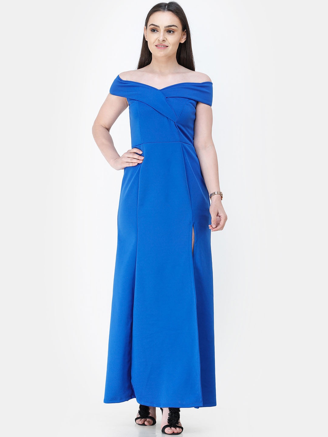 Cation Women Blue Solid Maxi Dress