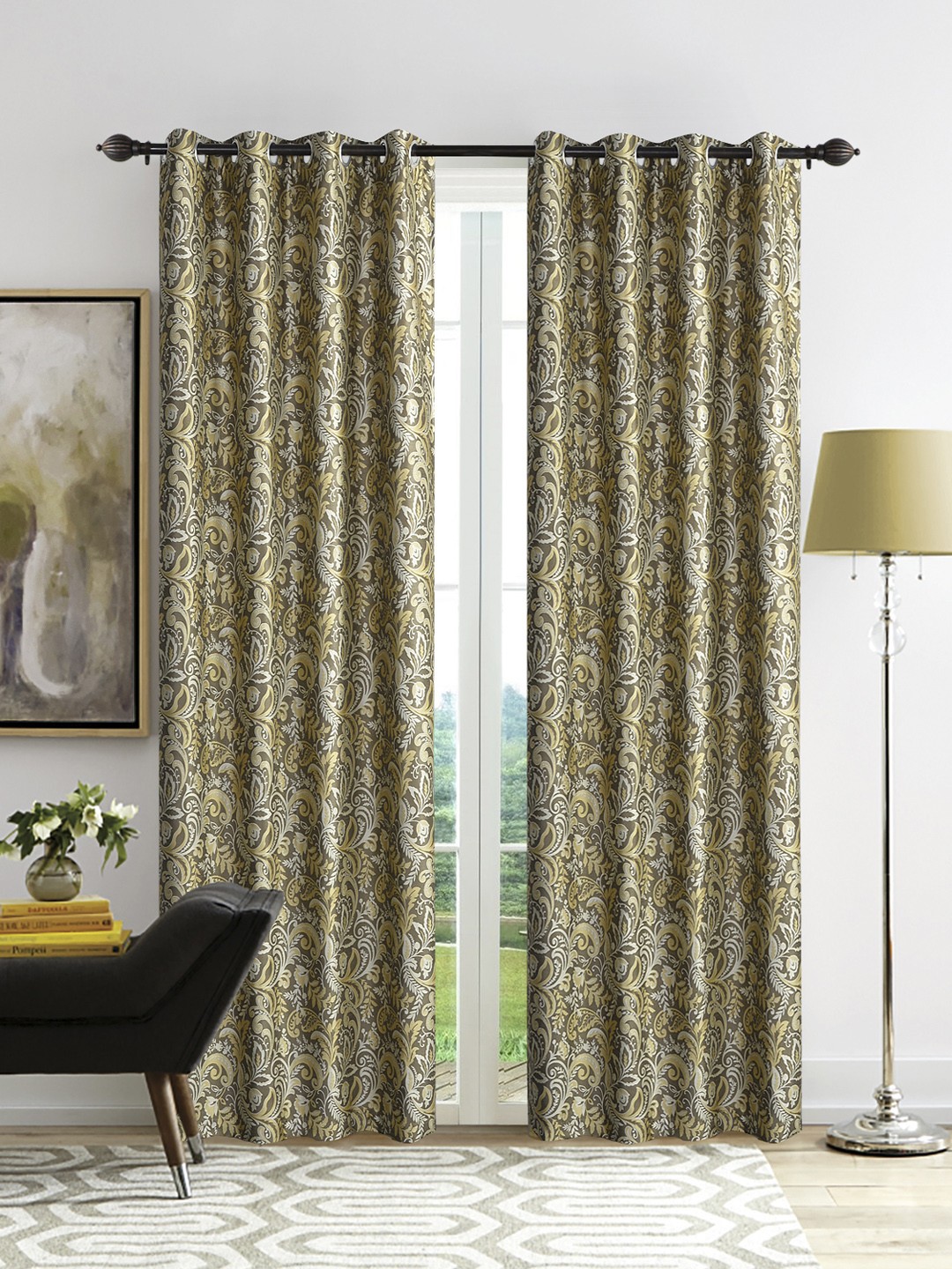 

Deco Window Coffee Brown & Off-White Set of 2 Curtain Curtains