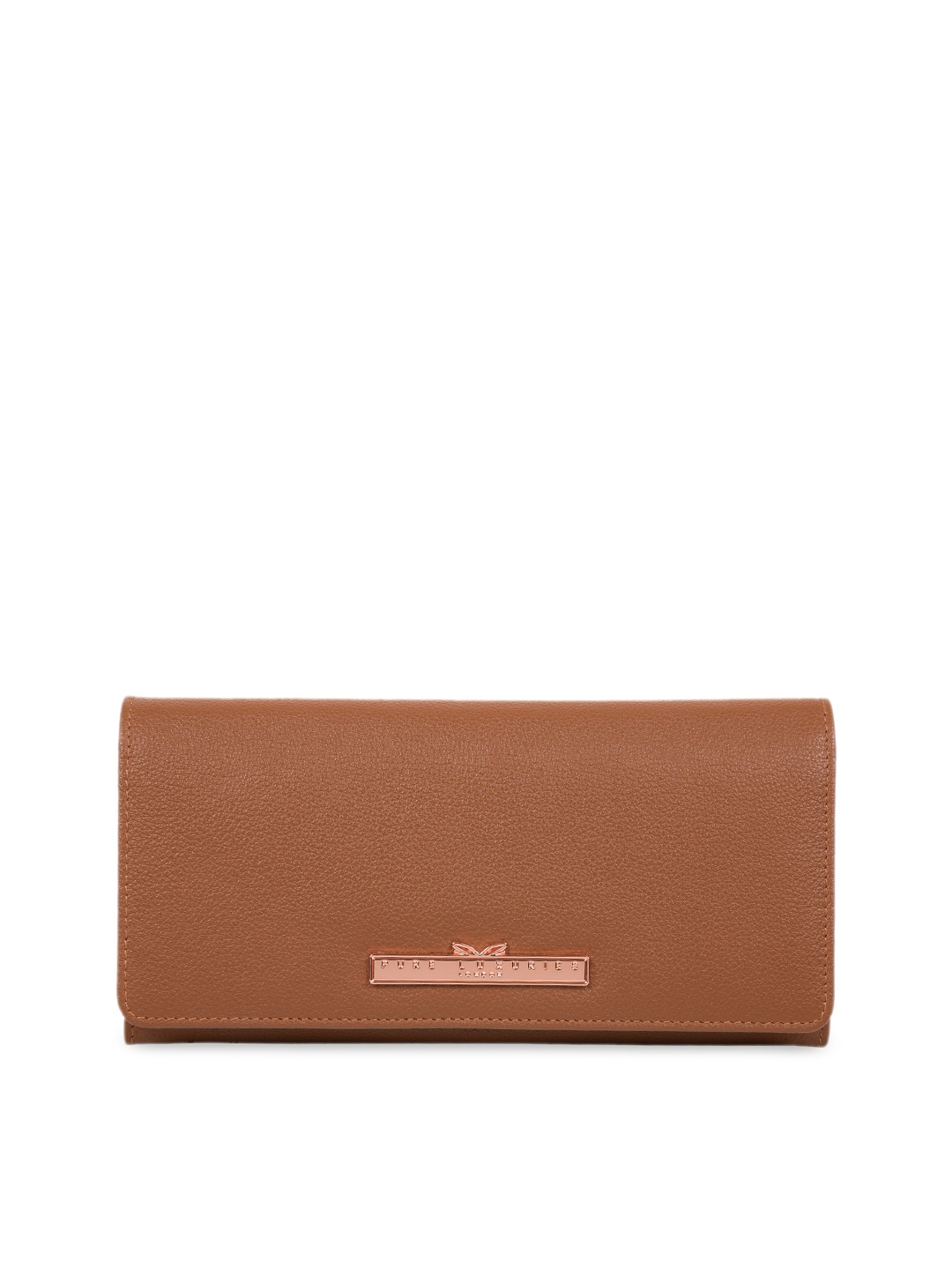 

PURE LUXURIES LONDON Tan Brown Solid Leather Clutch