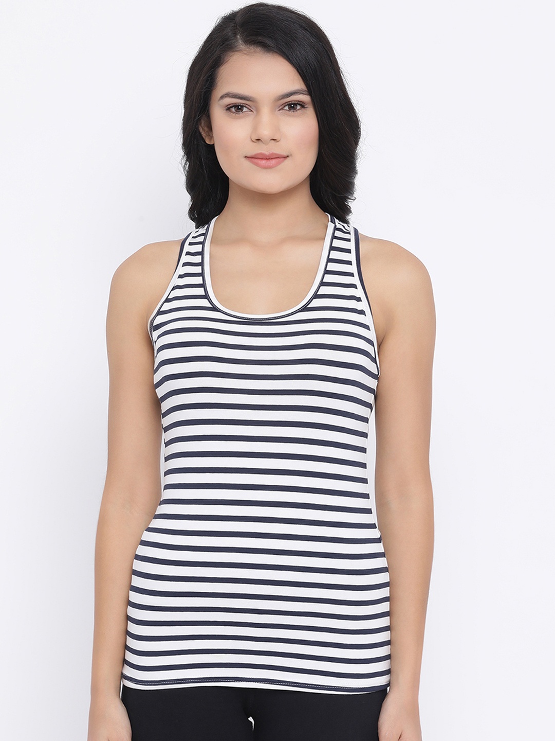 

Clovia Women Blue & White Striped Camisole CM0013F08S