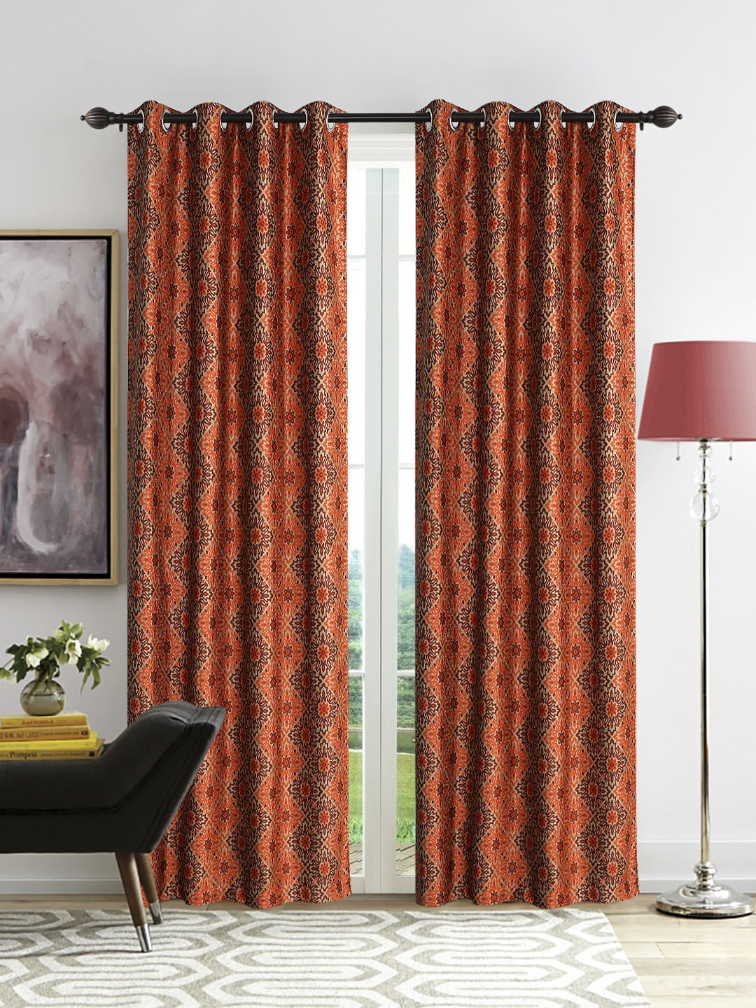 

Deco Window Set of 2 Brown Woven Design Door Curtains