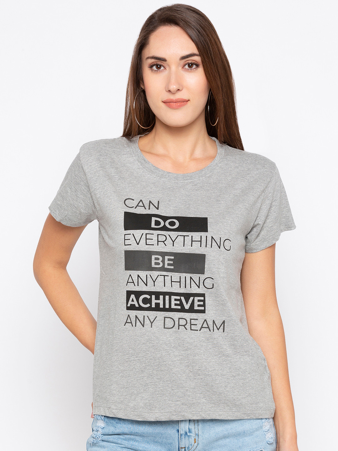 

Globus Women Grey Printed Round Neck T-shirt