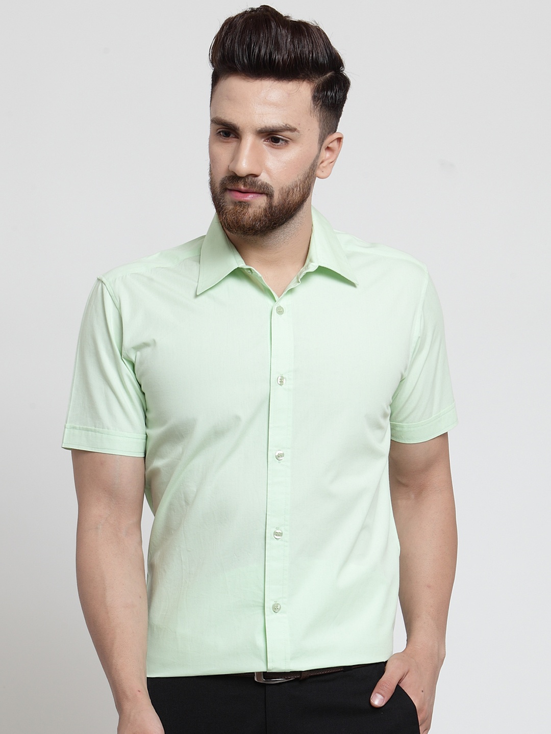 

Purple State Men Green Slim Fit Solid Formal Shirt