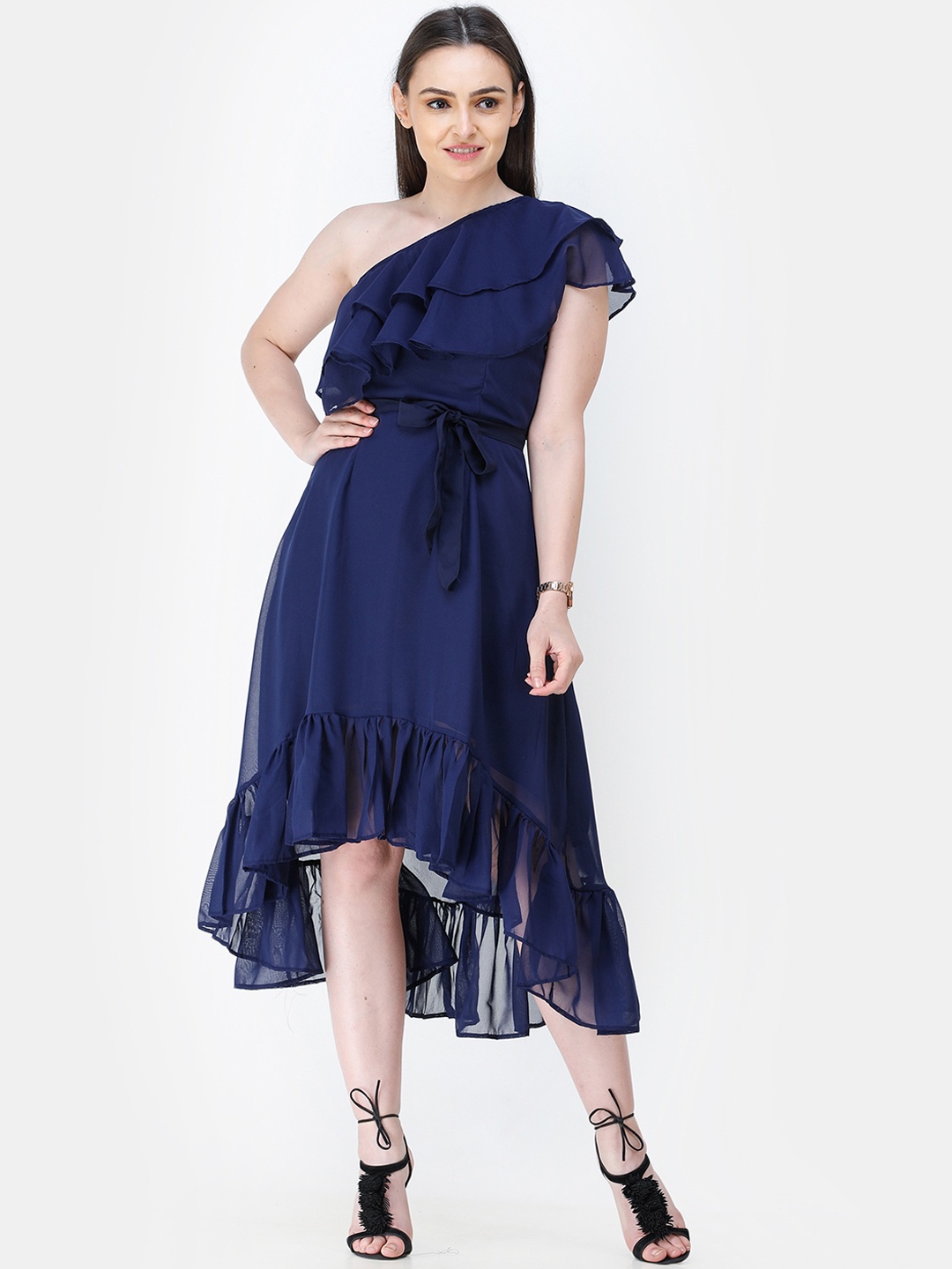 

Cation Women Navy Blue Solid A-Line Dress