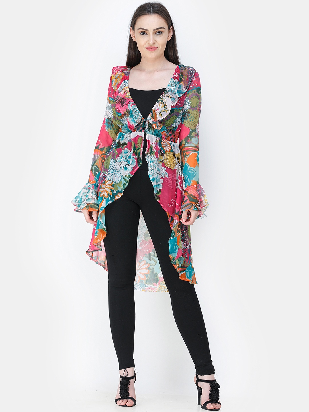 

Cation Women Multicoloured Printed Button Shrug, Multi